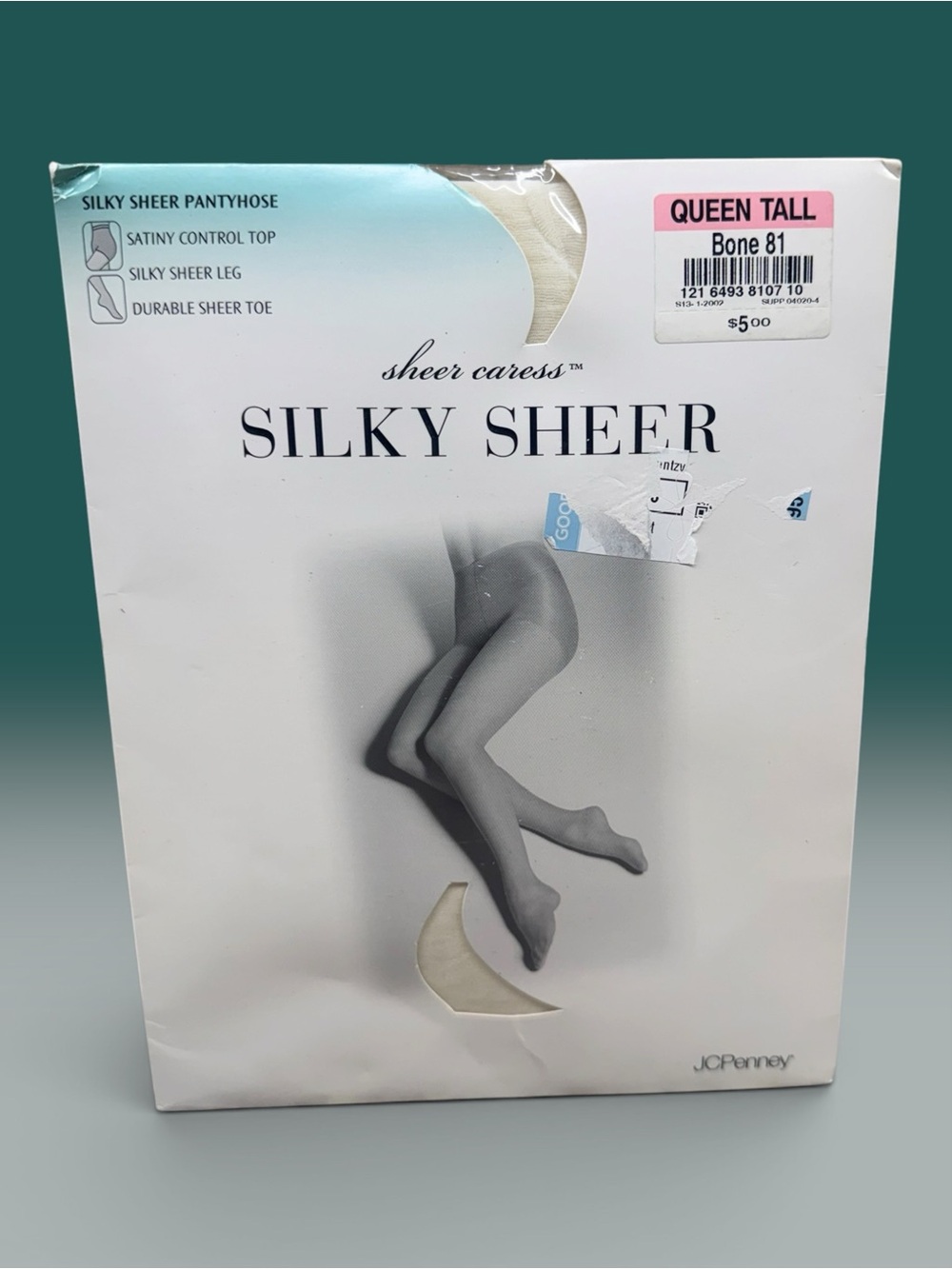 JCPENNEY Sheer Caress Silky Sheer Control Top Pantyhose Bone Queen Tall